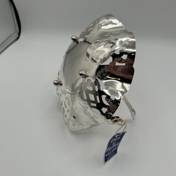 Gales of Sheffield England Silverplate Pierced Basket Ruffled & Etched MCM - Picture 7 of 9